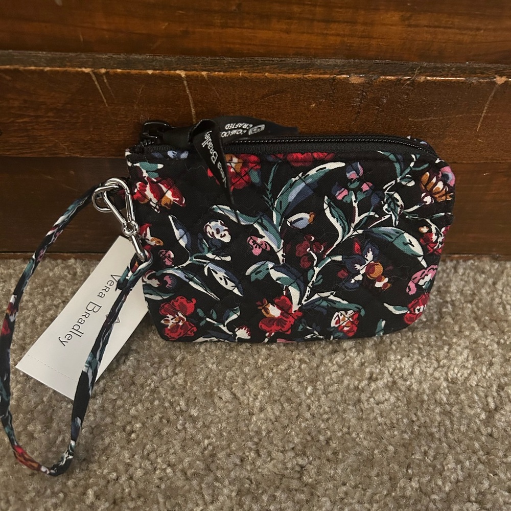 Vera Bradley Black and Red Floral Wristlet - NWT
